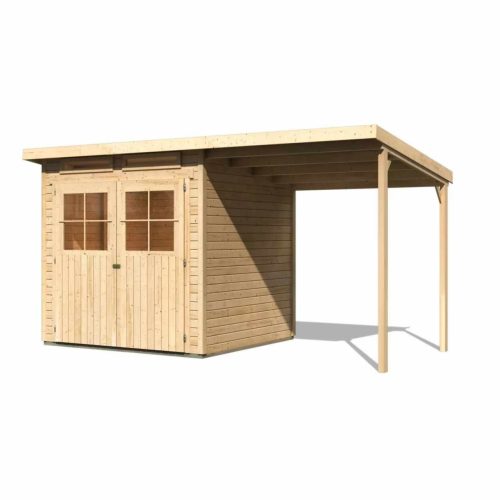 fából készült kerti ház KARIBU GLUCKSBURG 3 + egy menedéket 190 cm (83231) natur LG3493