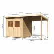 fából készült kerti ház KARIBU GLUCKSBURG 3 + egy menedéket 190 cm (83231) natur LG3493