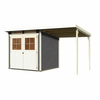   fából készült kerti ház KARIBU GLUCKSBURG 3 + egy menedéket 190 cm (68769) terragrau LG3495