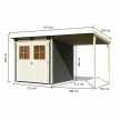 fából készült kerti ház KARIBU GLUCKSBURG 3 + egy menedéket 190 cm (68769) terragrau LG3495