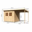 fából készült kerti ház KARIBU GLUCKSBURG 4 + egy menedéket 190 cm (83232) natur LG3498