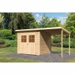 fából készült kerti ház KARIBU GLUCKSBURG 4 + egy menedéket 190 cm (83232) natur LG3498
