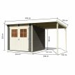 fából készült kerti ház KARIBU GLUCKSBURG 4 + egy menedéket 190 cm (83233) terragrau LG3499