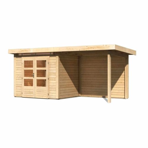 fából készült kerti ház KARIBU KANDERN 2 + egy menedéket 235 cm beleértve a hátsó falat is (23610) natur LG3534