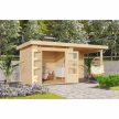 fából készült kerti ház KARIBU KANDERN 2 + egy menedéket 235 cm beleértve a hátsó falat is (23610) natur LG3534