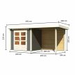fából készült kerti ház KARIBU KANDERN 2 + egy menedéket 235 cm beleértve a hátsó falat is (23611) terragrau LG3535