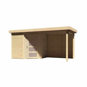  fából készült kerti ház KARIBU SCHWANDORF 3 + menedékház hátsó fallal 240 cm (9210) natur LG3893