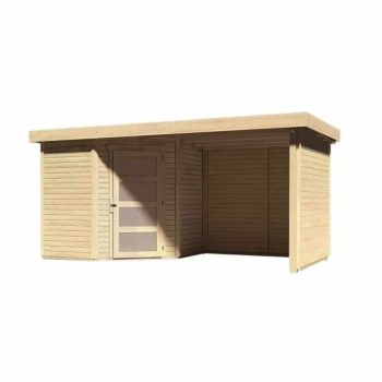   fából készült kerti ház KARIBU SCHWANDORF 3 + menedékház hátsó és oldalfallal 240 cm (77740) natur LG3895