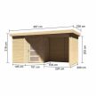 fából készült kerti ház KARIBU SCHWANDORF 3 + menedékház hátsó és oldalfallal 240 cm (77740) natur LG3895