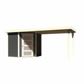   fából készült kerti ház KARIBU SCHWANDORF 3 + egy menedéket 280 cm (77743) terragrau LG3898