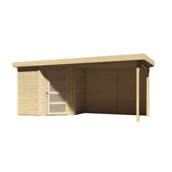   fából készült kerti ház KARIBU SCHWANDORF 3 + menedékhely 280 cm beleértve a hátsó falat (9212) natur LG3899
