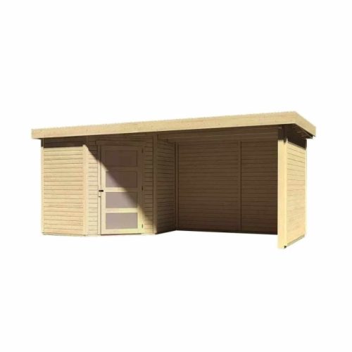 fából készült kerti ház KARIBU SCHWANDORF 3 + menedékhely 280 cm hátsó és oldalfalakkal együtt (77744) natur LG3901
