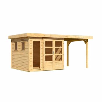   fa kerti ház KARIBU LAHAR 3,5 + menedékhely 240 cm (12132) natur LG4421