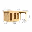 fa kerti ház KARIBU LAHAR 3,5 + menedékhely 240 cm (12132) natur LG4421