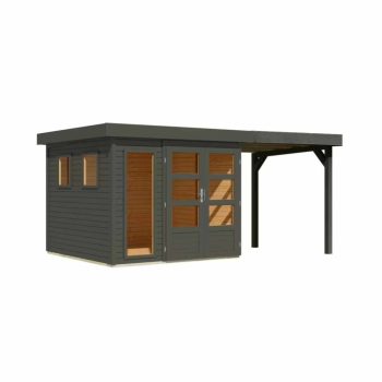   fa kerti ház KARIBU LAHAR 3,5 + menedékhely 240 cm (12486) terragrau LG4422