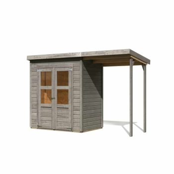   fából készült kerti ház KARIBU MERSEBURG 2 + egy menedéket 166 cm (9408) világos szürke LG4433