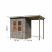 fából készült kerti ház KARIBU MERSEBURG 2 + egy menedéket 166 cm (9408) világos szürke LG4433