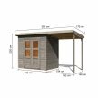 fából készült kerti ház KARIBU MERSEBURG 3 + egy menedéket 166 cm (9559) világos szürke LG4435