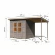 fából készült kerti ház KARIBU MERSEBURG 4 + egy menedéket 166 cm (9563) világos szürke LG4437