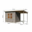 fából készült kerti ház KARIBU MERSEBURG 5 + egy menedéket 166 cm (9603) világos szürke LG4439