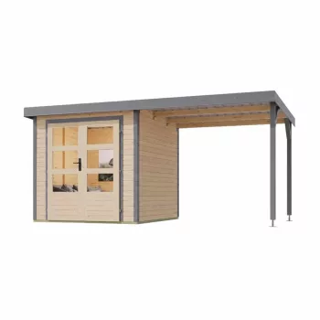   hibrid kerti ház KARIBU JUPITER 2A (12338) natur / világosszürke + menedék 219 cm LG4970