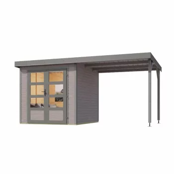   hibrid kerti ház KARIBU JUPITER 2D (12341) világosszürke / világosszürke + menedék 219 cm LG4976