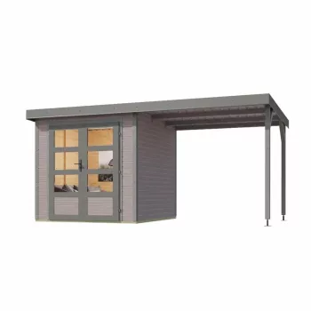   hibrid kerti ház KARIBU JUPITER 3D (12369) világosszürke / világosszürke + menedék 219 cm LG4993