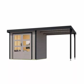   hibrid kerti ház KARIBU JUPITER 3D (12370) világosszürke / antracit + menedék 219 cm LG4994