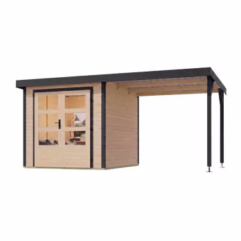  hibrid kerti ház KARIBU JUPITER 3,5A (12373) natur / antracit + menedék 219 cm LG4998