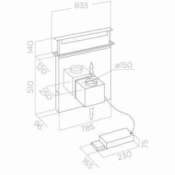 Elica - Páraelszívó PANDORA GME BL/A/90 motor nélkül