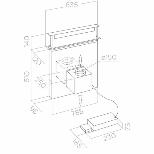 Elica - Páraelszívó PANDORA GME BL/A/90 motor nélkül