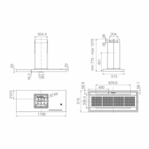 Elica - Páraelszívó BIO ISLAND WH/A/120 ROVERE alu zsírfilter