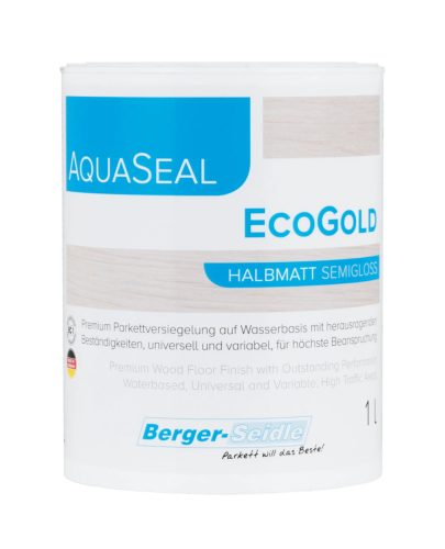 AquaSeal® EcoGold - Egykomponensű poliuretán nagy kopásállóságú parkettalakk - 1Liter, selyemfényű