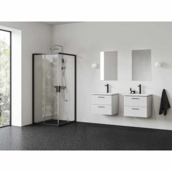 Blix II NBLRV2 80x80 zuhanykabin fekete+transparent