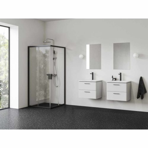 Blix II NBLRV2 90x90 zuhanykabin fekete+transparent