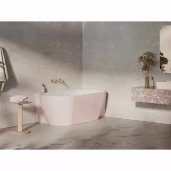   Freedom Corner II Tec 175x86 jobb, akrilkád, Alabaster Pink/fehér, fehér lefolyó