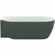 Freedom Corner II Tec 175x86 bal, akrilkád, Grey Green/fehér, fehér lefolyó