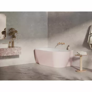   Freedom Corner II Tec 175x86 bal, akrilkád, Alabaster Pink/fehér, fehér lefolyó