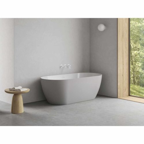 Freedom O Tec 170x77 akrilkád, Smoke Grey/fehér szabadonálló, fehér lefolyó