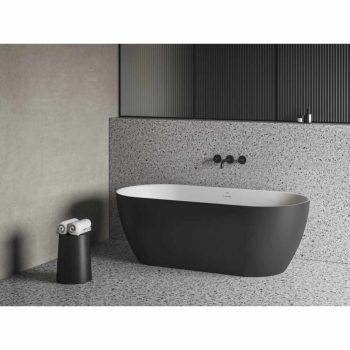   Freedom O Tec 170x77 akrilkád, fekete/fehér szabadonálló, fekete lefolyó