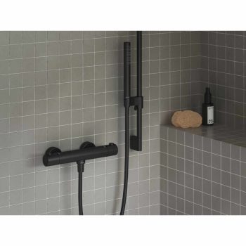   Puri termoszátos fali zuhanycsaptelep 150 mm PU 033.20BL, fekete