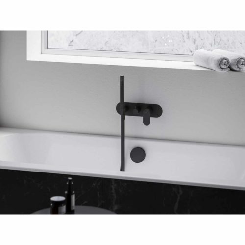 Eleganta falba süllyesztett csaptelep szettel, kétutas, belső egység nélkül EL 065.20BLM.O2.RB07D.+S, Black Matt