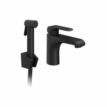   Flat álló mosdócsaptelep bidézuhannyal leeresztő nélkül FL 112.20BL, fekete