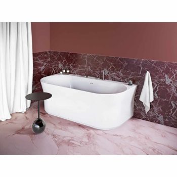   Ypsilon Wall 178x86 akrilkád, fehér, szabadonálló, króm lefolyó