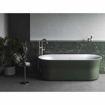   Ypsilon 180x80, akrilkád, Grey Green/fehér, szabadonálló, fehér lefolyó