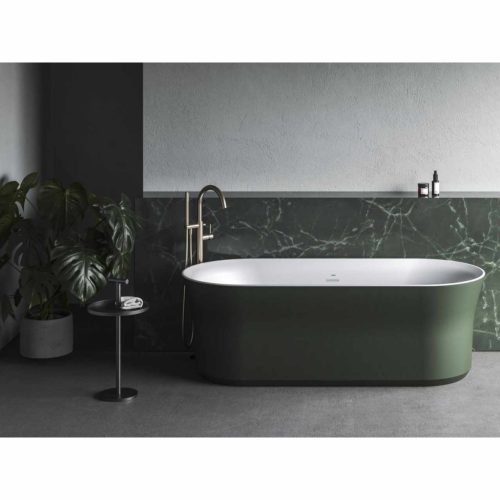 Ypsilon 180x80, akrilkád, Grey Green/fehér, szabadonálló, fehér lefolyó