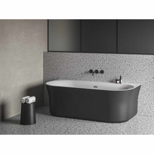 Ypsilon Wall 178x86, akrilkád, fekete/fehér, szabadonálló, fekete lefolyó