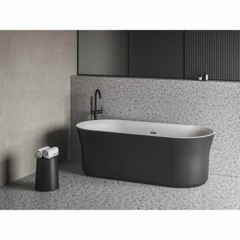   Ypsilon 180x80, akrilkád, fekete/fehér, szabadonálló, fekete lefolyó