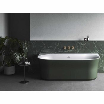   Ypsilon Wall 178x86, akrilkád, Grey Green/fehér, szabadonálló, fehér lefolyó