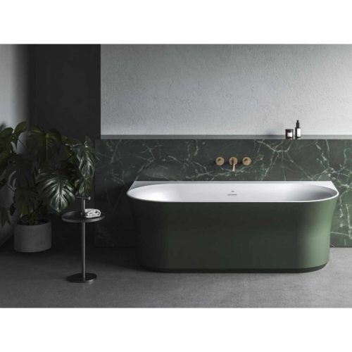 Ypsilon Wall 178x86, akrilkád, Grey Green/fehér, szabadonálló, fehér lefolyó